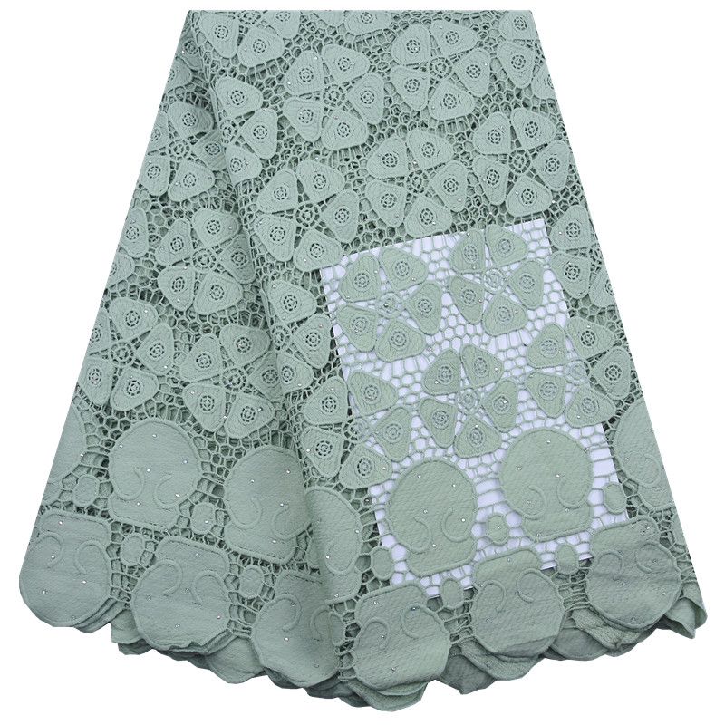 Crystal Mesh Fabric - Afrykańska gipiurowa tkanina koronkowa z kamieniami