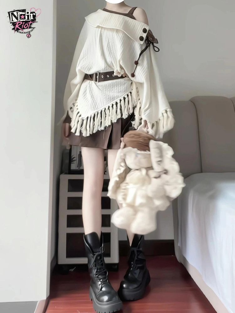 Tassel Fringe Trim - Japoński Vintage Mori Kei 2-częściowy zestaw