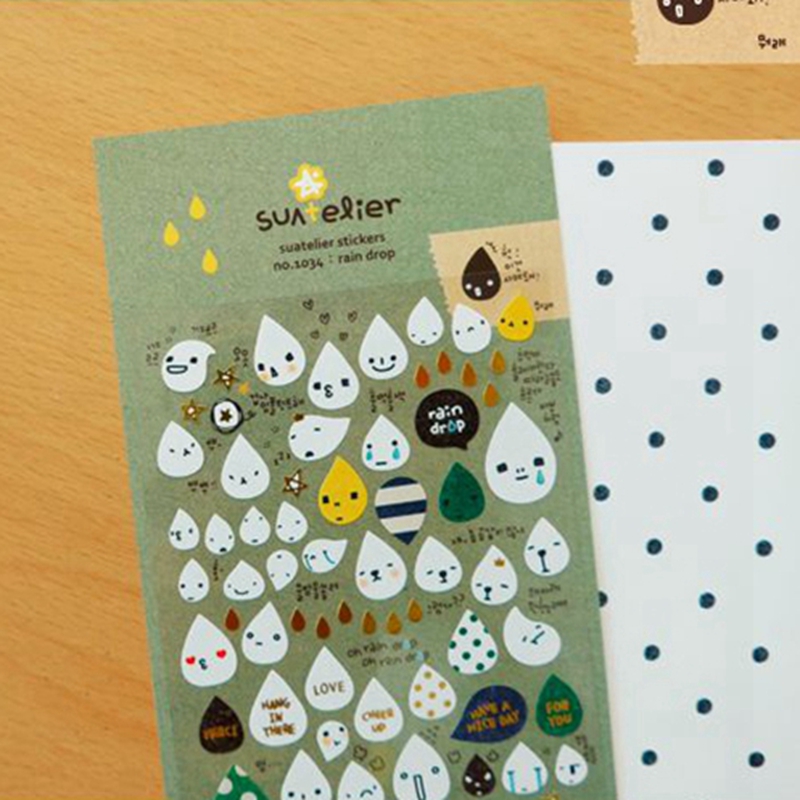 Embellishments For Scrapbooking - Korea Suatelier Naklejki Krople Deszczu Nr