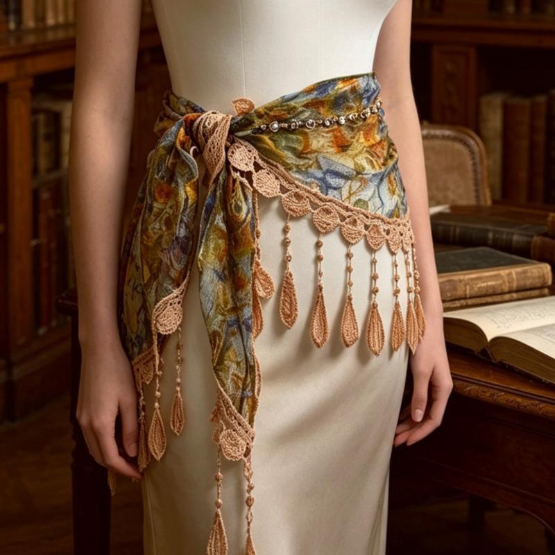 Tassel Fringe Trim - Boho trójkątny szal z frędzlami, modny