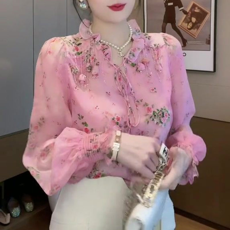 Koreańska bluzka z nadrukiem z – Tassel Fringe Trim recenzja i cena
